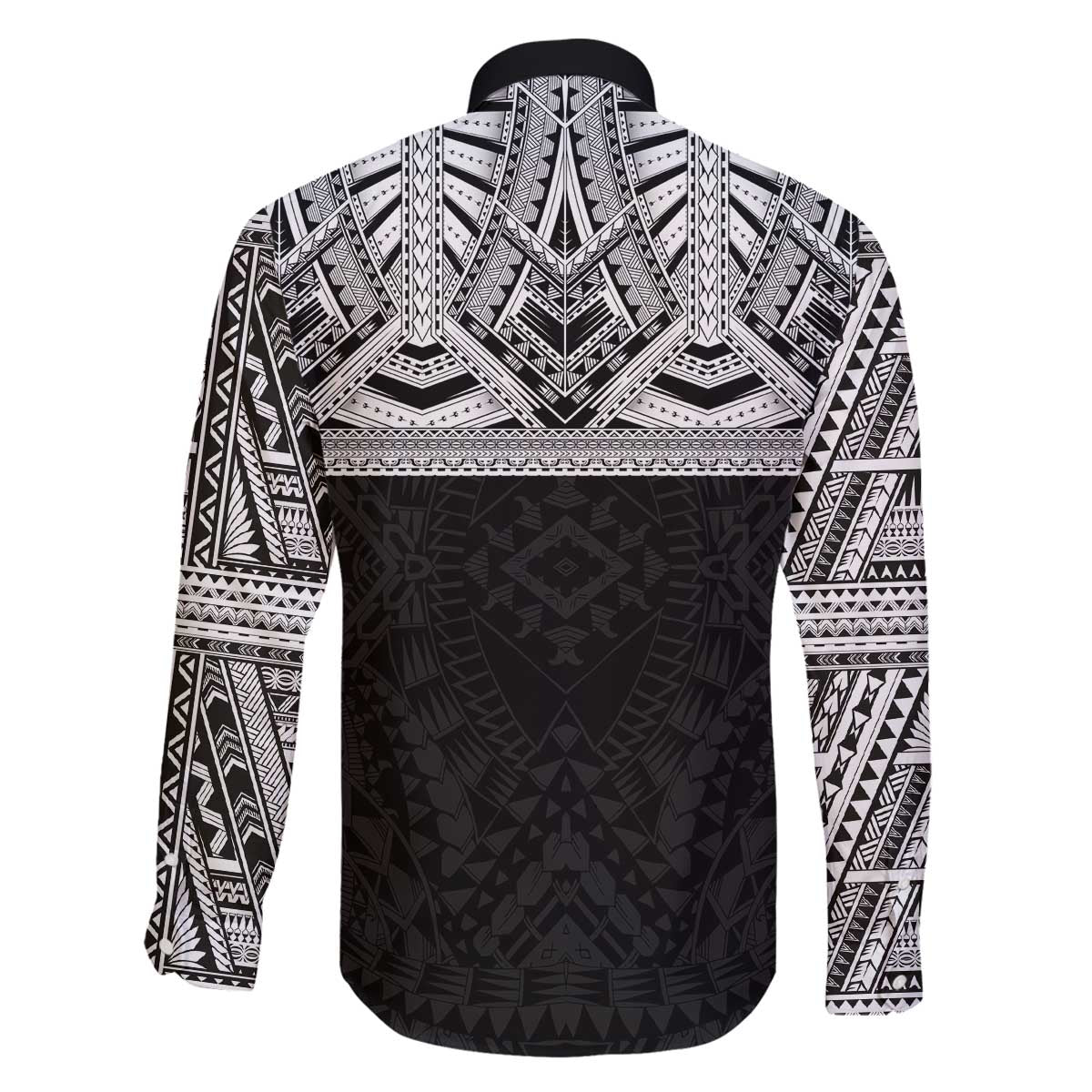 Samoan Traditional Art Tattoos Family Matching Off The Shoulder Long Sleeve Dress and Hawaiian Shirt Tatau Tribal Motifs with Ula Fala Black - Polynesian Pride