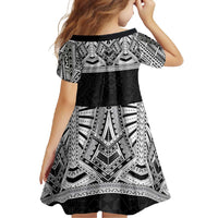 Samoan Traditional Art Tattoos Family Matching Off Shoulder Maxi Dress and Hawaiian Shirt Tatau Tribal Motifs with Ula Fala Black - Polynesian Pride