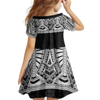 Samoan Traditional Art Tattoos Family Matching Tank Maxi Dress and Hawaiian Shirt Tatau Tribal Motifs with Ula Fala Black - Polynesian Pride
