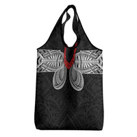 Samoan Traditional Art Tattoos Grocery Bag Tatau Tribal Motifs with Ula Fala Black - Polynesian Pride
