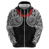 Samoan Traditional Art Tattoos Hoodie Tatau Tribal Motifs with Ula Fala Black - Polynesian Pride