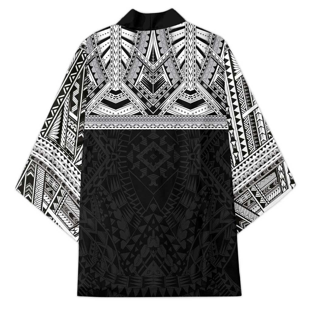 Samoan Traditional Art Tattoos Kimono Tatau Tribal Motifs with Ula Fala Black - Polynesian Pride