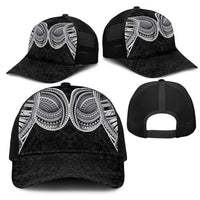 Samoan Traditional Art Tattoos Mesh Trucker Cap Tatau Tribal Motifs with Ula Fala Black - Polynesian Pride