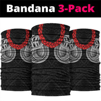 Samoan Traditional Art Tattoos Neck Gaiter Tatau Tribal Motifs with Ula Fala Black - Polynesian Pride