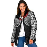 Samoan Traditional Art Tattoos Padded Jacket Tatau Tribal Motifs with Ula Fala Black - Polynesian Pride