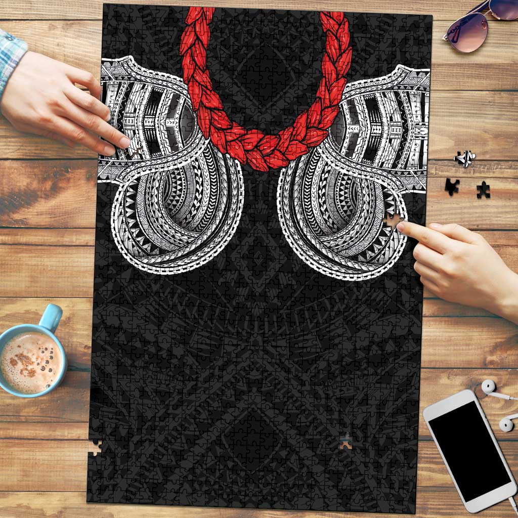 Samoan Traditional Art Tattoos Puzzle Tatau Tribal Motifs with Ula Fala Black - Polynesian Pride