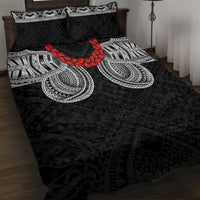 Samoan Traditional Art Tattoos Quilt Bed Set Tatau Tribal Motifs with Ula Fala Black - Polynesian Pride