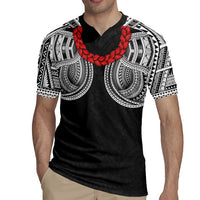 Samoan Traditional Art Tattoos Rugby Jersey Tatau Tribal Motifs with Ula Fala Black - Polynesian Pride