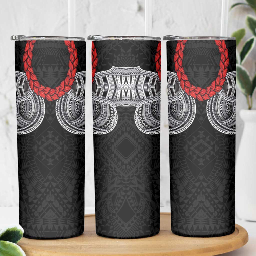 Samoan Traditional Art Tattoos Skinny Tumbler Tatau Tribal Motifs with Ula Fala Black - Polynesian Pride