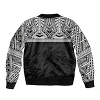 Samoan Traditional Art Tattoos Sleeve Zip Bomber Jacket Tatau Tribal Motifs with Ula Fala Black LT03 - Polynesian Pride