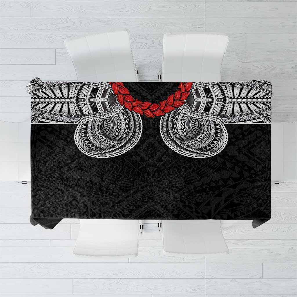 Samoan Traditional Art Tattoos Tablecloth Tatau Tribal Motifs with Ula Fala Black - Polynesian Pride