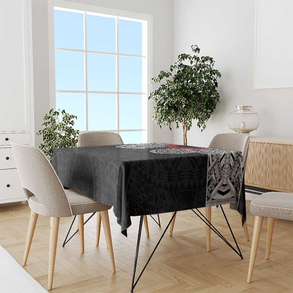 Samoan Traditional Art Tattoos Tablecloth Tatau Tribal Motifs with Ula Fala Black - Polynesian Pride