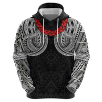 Samoan Traditional Art Tattoos Zip Hoodie Tatau Tribal Motifs with Ula Fala Black - Polynesian Pride