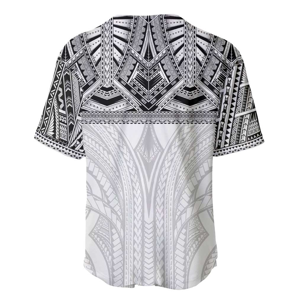 Samoan Traditional Art Tattoos Baseball Jersey Tatau Tribal Motifs with Ula Nifo White - Polynesian Pride