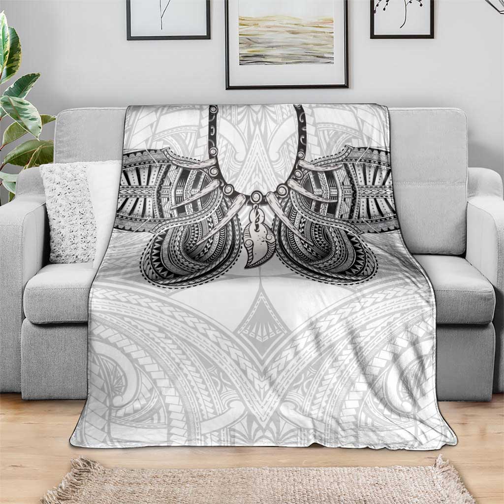 Samoan Traditional Art Tattoos Blanket Tatau Tribal Motifs with Ula Nifo White - Polynesian Pride