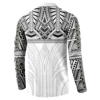 Samoan Traditional Art Tattoos Button Sweatshirt Tatau Tribal Motifs with Ula Nifo White - Polynesian Pride