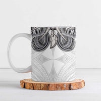 Samoan Traditional Art Tattoos Ceramic Mug Tatau Tribal Motifs with Ula Nifo White LT03 White - Polynesian Pride