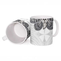 Samoan Traditional Art Tattoos Ceramic Mug Tatau Tribal Motifs with Ula Nifo White LT03 - Polynesian Pride