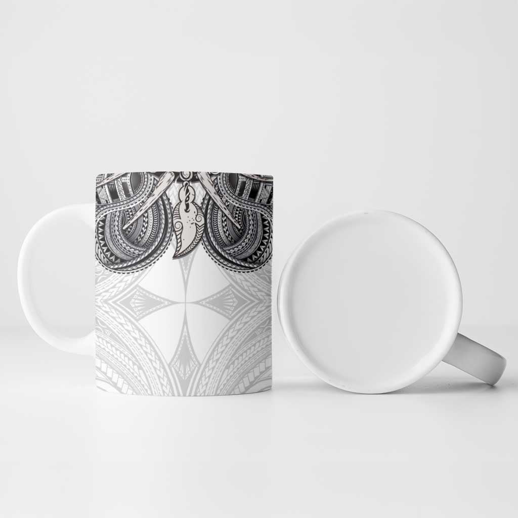 Samoan Traditional Art Tattoos Ceramic Mug Tatau Tribal Motifs with Ula Nifo White LT03 - Polynesian Pride