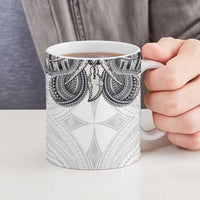 Samoan Traditional Art Tattoos Ceramic Mug Tatau Tribal Motifs with Ula Nifo White LT03 - Polynesian Pride