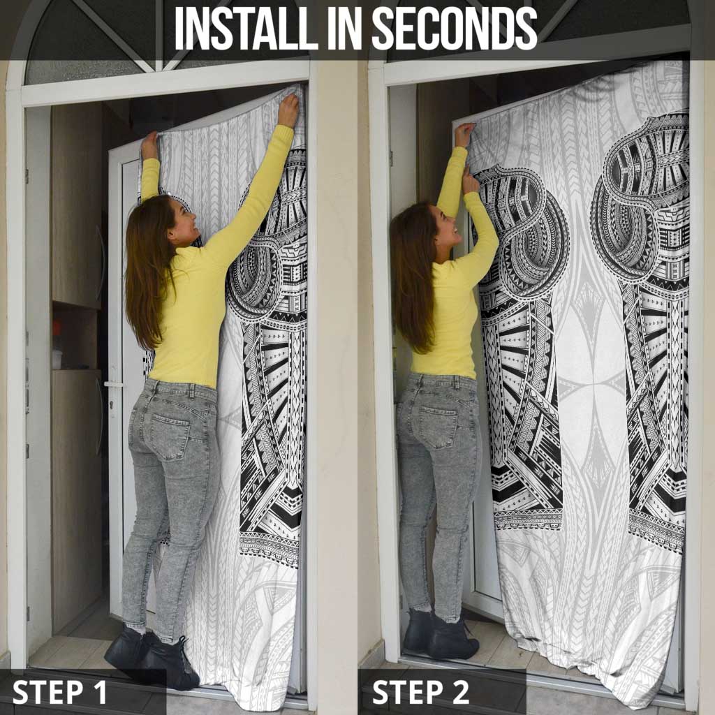 Samoan Traditional Art Tattoos Door Cover Tatau Tribal Motifs with Ula Nifo White LT03 - Polynesian Pride