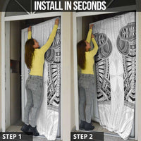 Samoan Traditional Art Tattoos Door Cover Tatau Tribal Motifs with Ula Nifo White LT03 - Polynesian Pride