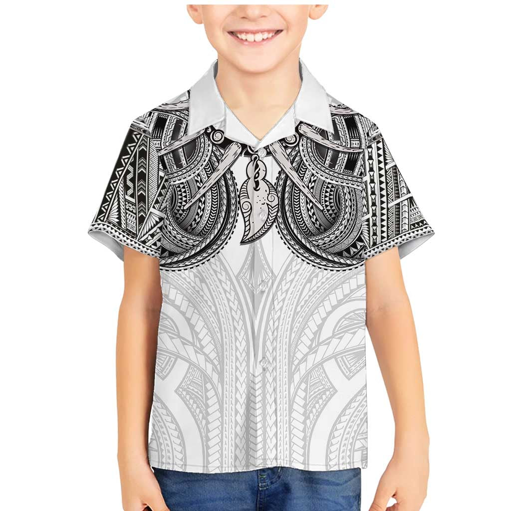 Samoan Traditional Art Tattoos Family Matching Mermaid Dress and Hawaiian Shirt Tatau Tribal Motifs with Ula Nifo White - Polynesian Pride