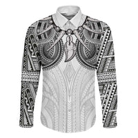 Samoan Traditional Art Tattoos Family Matching Off Shoulder Short Dress and Hawaiian Shirt Tatau Tribal Motifs with Ula Nifo White - Polynesian Pride