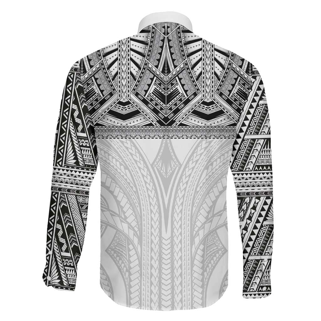 Samoan Traditional Art Tattoos Family Matching Off Shoulder Short Dress and Hawaiian Shirt Tatau Tribal Motifs with Ula Nifo White - Polynesian Pride