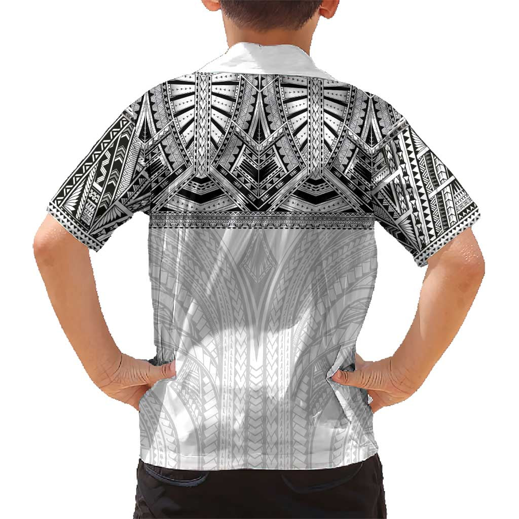 Samoan Traditional Art Tattoos Family Matching Short Sleeve Bodycon Dress and Hawaiian Shirt Tatau Tribal Motifs with Ula Nifo White - Polynesian Pride