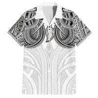 Samoan Traditional Art Tattoos Family Matching Short Sleeve Bodycon Dress and Hawaiian Shirt Tatau Tribal Motifs with Ula Nifo White - Polynesian Pride
