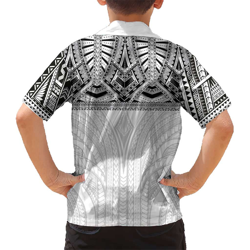 Samoan Traditional Art Tattoos Family Matching Tank Maxi Dress and Hawaiian Shirt Tatau Tribal Motifs with Ula Nifo White - Polynesian Pride
