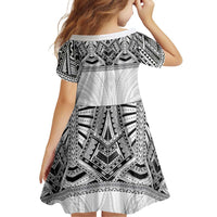 Samoan Traditional Art Tattoos Family Matching Tank Maxi Dress and Hawaiian Shirt Tatau Tribal Motifs with Ula Nifo White - Polynesian Pride
