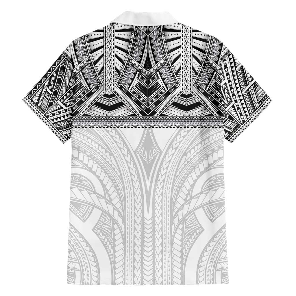 Samoan Traditional Art Tattoos Hawaiian Shirt Tatau Tribal Motifs with Ula Nifo White - Polynesian Pride