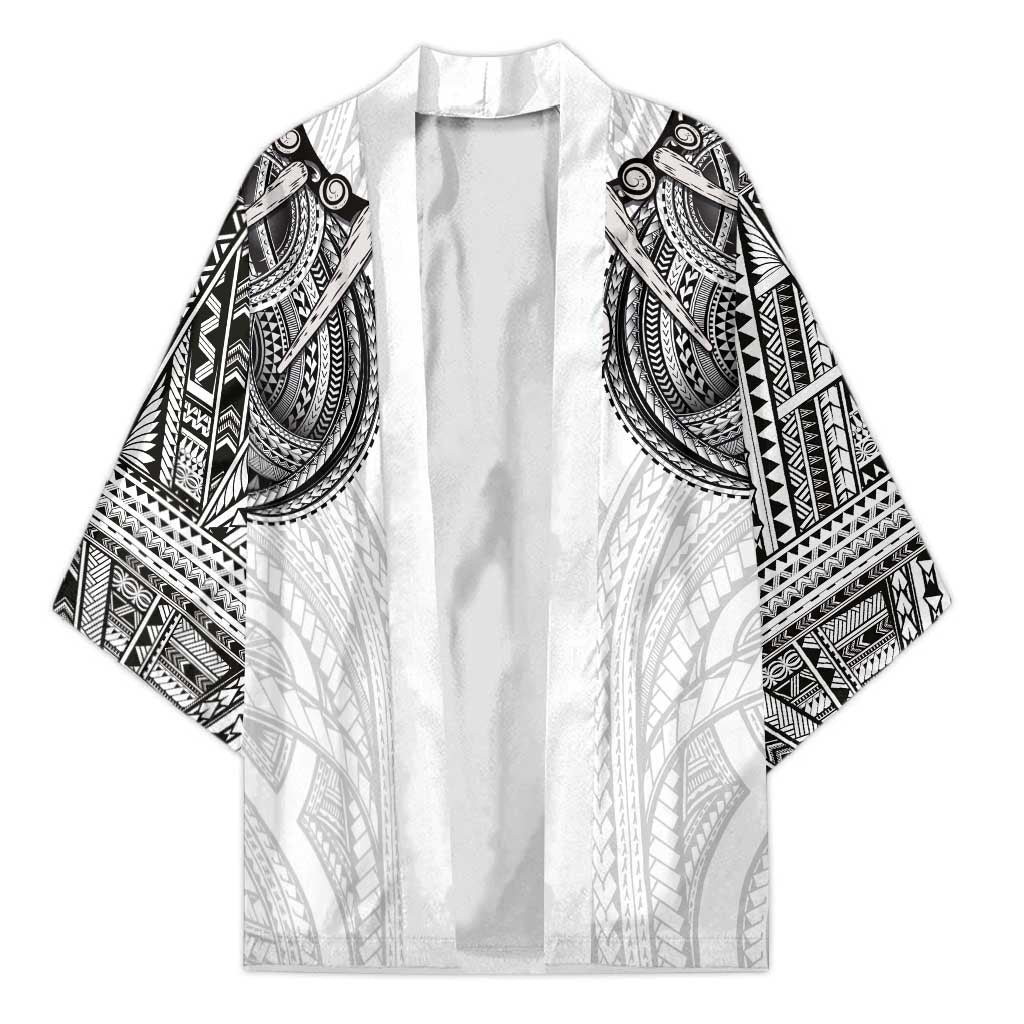 Samoan Traditional Art Tattoos Kimono Tatau Tribal Motifs with Ula Nifo White - Polynesian Pride