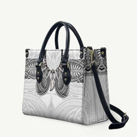 Samoan Traditional Art Tattoos Leather Bag Tatau Tribal Motifs with Ula Nifo White LT03 White - Polynesian Pride