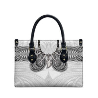 Samoan Traditional Art Tattoos Leather Bag Tatau Tribal Motifs with Ula Nifo White LT03 - Polynesian Pride
