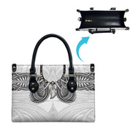 Samoan Traditional Art Tattoos Leather Bag Tatau Tribal Motifs with Ula Nifo White LT03 - Polynesian Pride