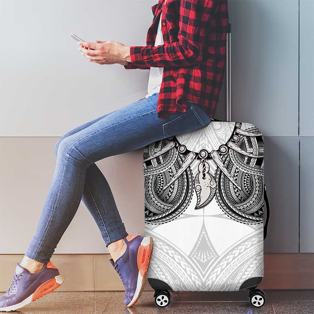 Samoan Traditional Art Tattoos Luggage Cover Tatau Tribal Motifs with Ula Nifo White - Polynesian Pride