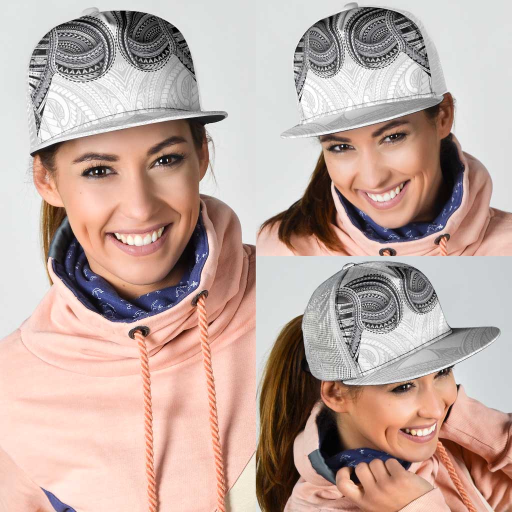 Samoan Traditional Art Tattoos Mesh Trucker Cap Tatau Tribal Motifs with Ula Nifo White - Polynesian Pride