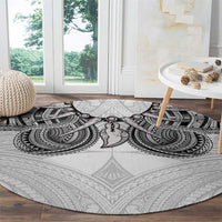 Samoan Traditional Art Tattoos Round Carpet Tatau Tribal Motifs with Ula Nifo White - Polynesian Pride