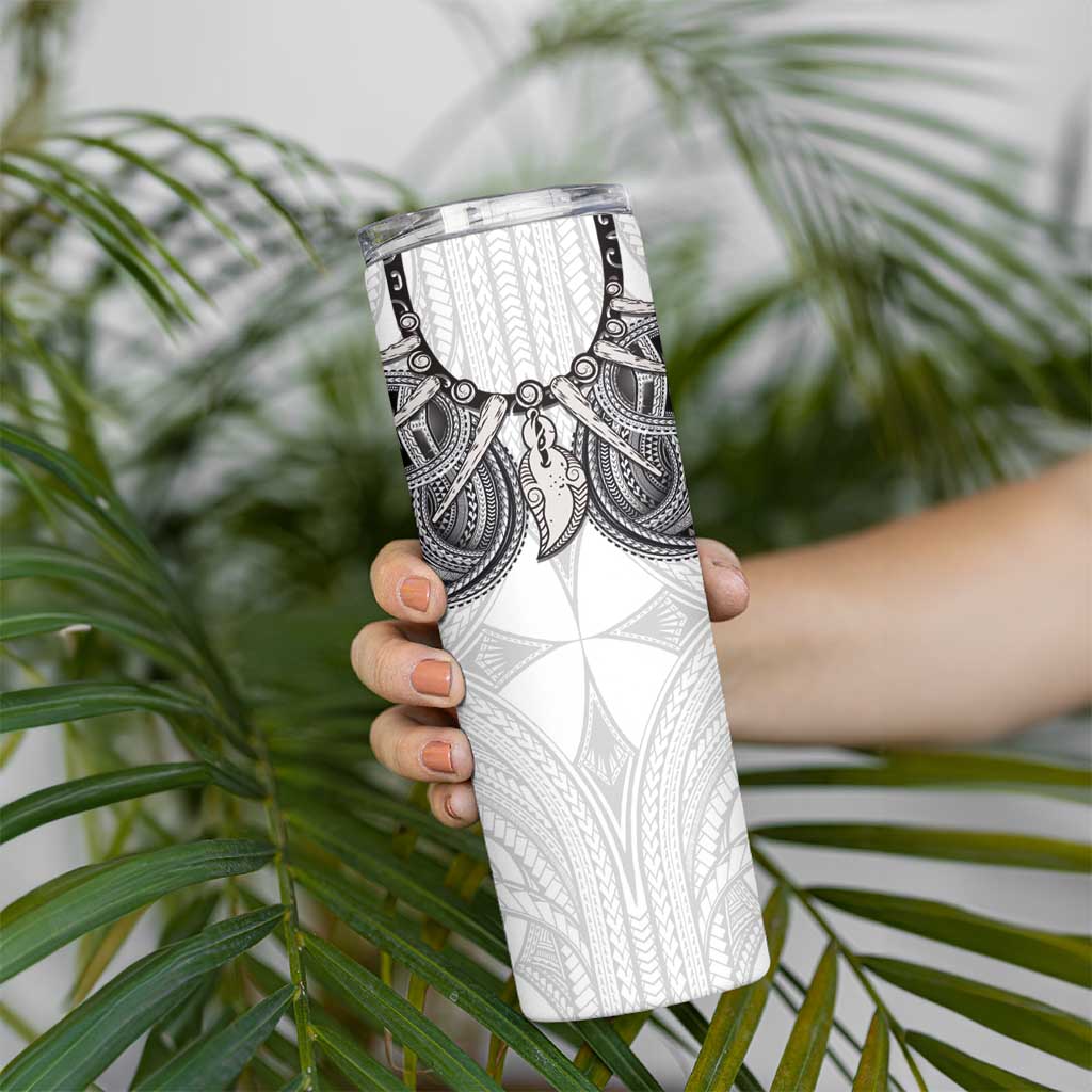 Samoan Traditional Art Tattoos Skinny Tumbler Tatau Tribal Motifs with Ula Nifo White - Polynesian Pride