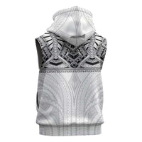 Samoan Traditional Art Tattoos Sleeveless Hoodie Tatau Tribal Motifs with Ula Nifo White LT03 - Polynesian Pride