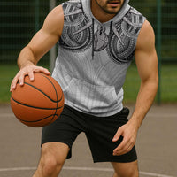 Samoan Traditional Art Tattoos Sleeveless Hoodie Tatau Tribal Motifs with Ula Nifo White LT03 - Polynesian Pride