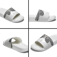 Samoan Traditional Art Tattoos Slide Sandals Tatau Tribal Motifs with Ula Nifo White - Polynesian Pride