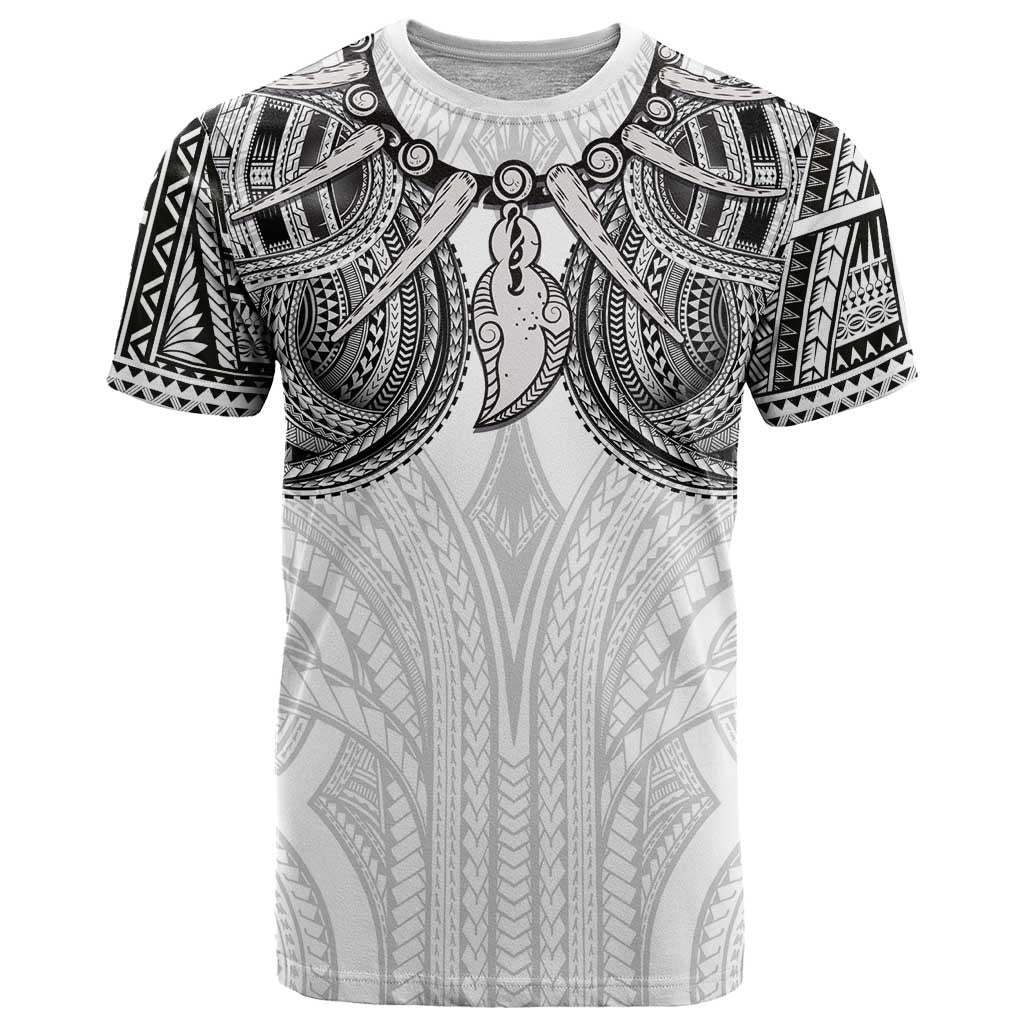 Samoan Traditional Art Tattoos T Shirt Tatau Tribal Motifs with Ula Nifo White - Polynesian Pride