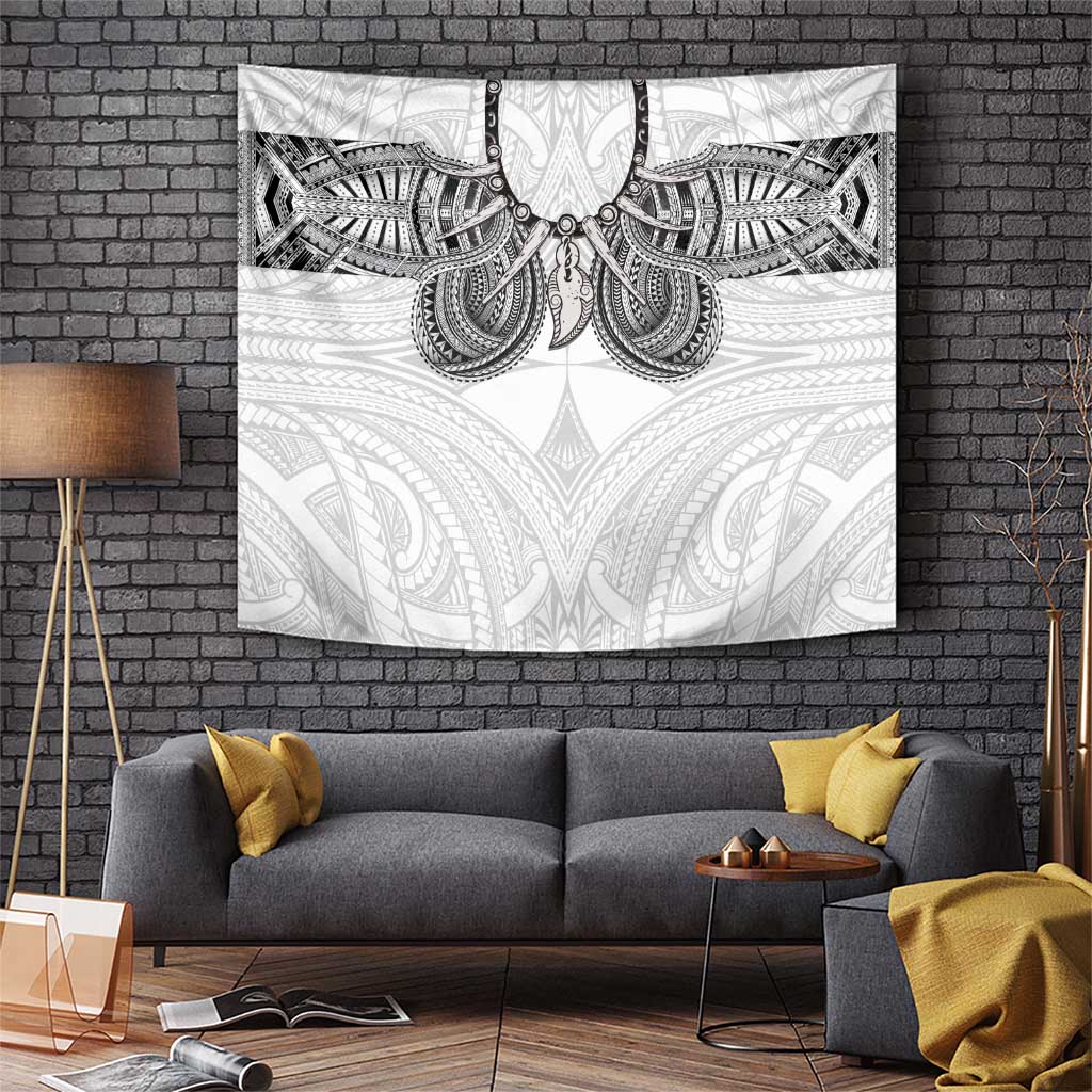 Samoan Traditional Art Tattoos Tapestry Tatau Tribal Motifs with Ula Nifo White - Polynesian Pride