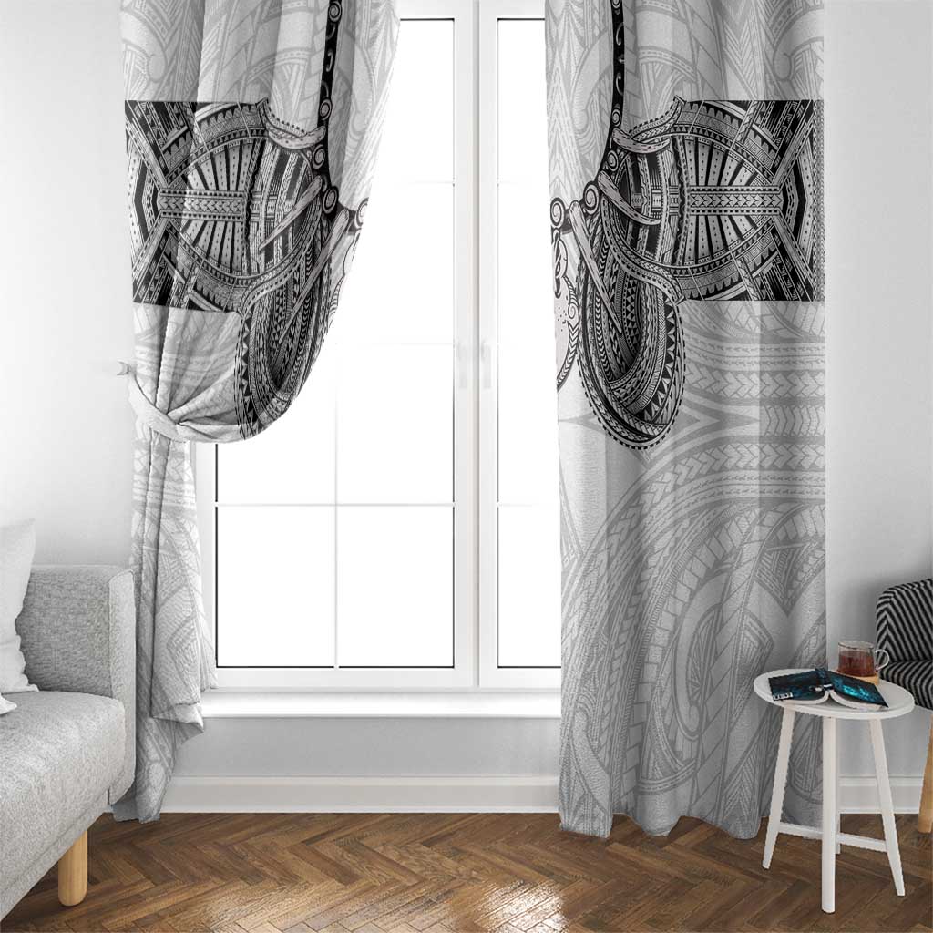 Samoan Traditional Art Tattoos Window Curtain Tatau Tribal Motifs with Ula Nifo White - Polynesian Pride