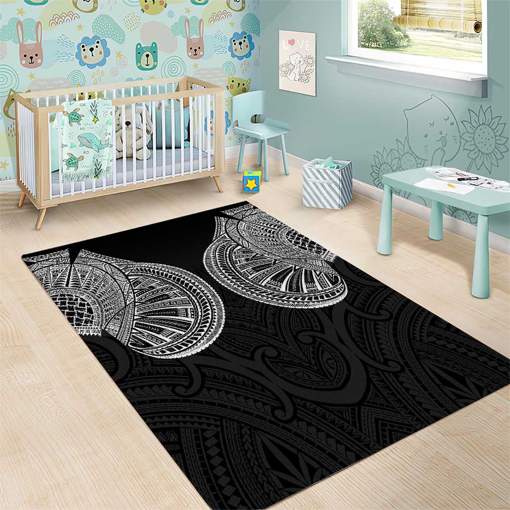 Samoan Traditional Art Tattoos Area Rug Tatau Roman Reigns Black Color - Polynesian Pride