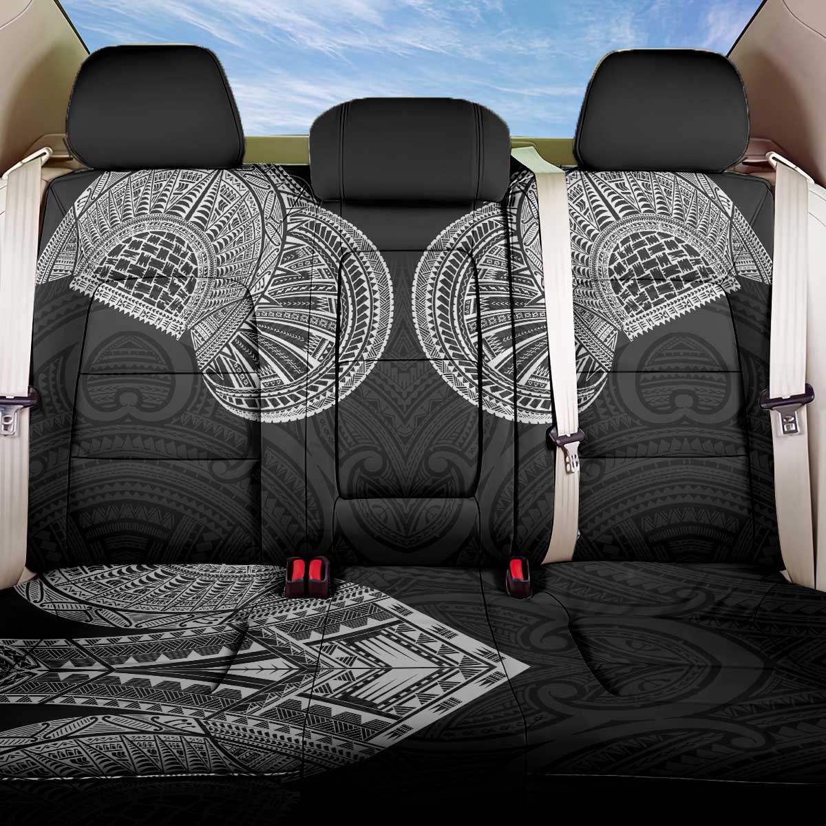 Samoan Traditional Art Tattoos Back Car Seat Cover Tatau Roman Reigns Black Color - Polynesian Pride